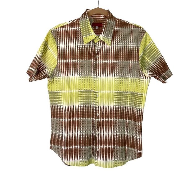 Envelop Jim Smith Button Front Shirt Mens Size Small S Cotton Short Sleeve Green - Picture 1 of 9